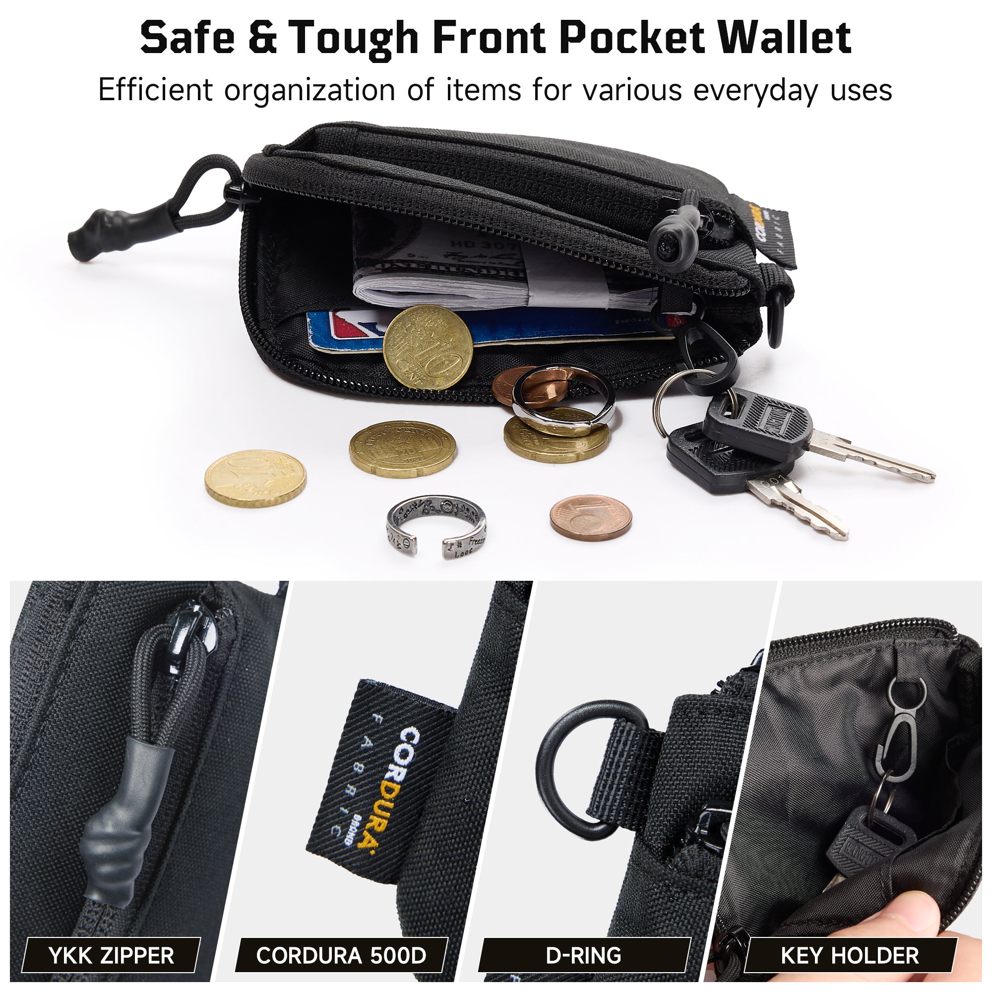 1TG Tactical Coin Purse 500D CORDURA Minimalist Wallet